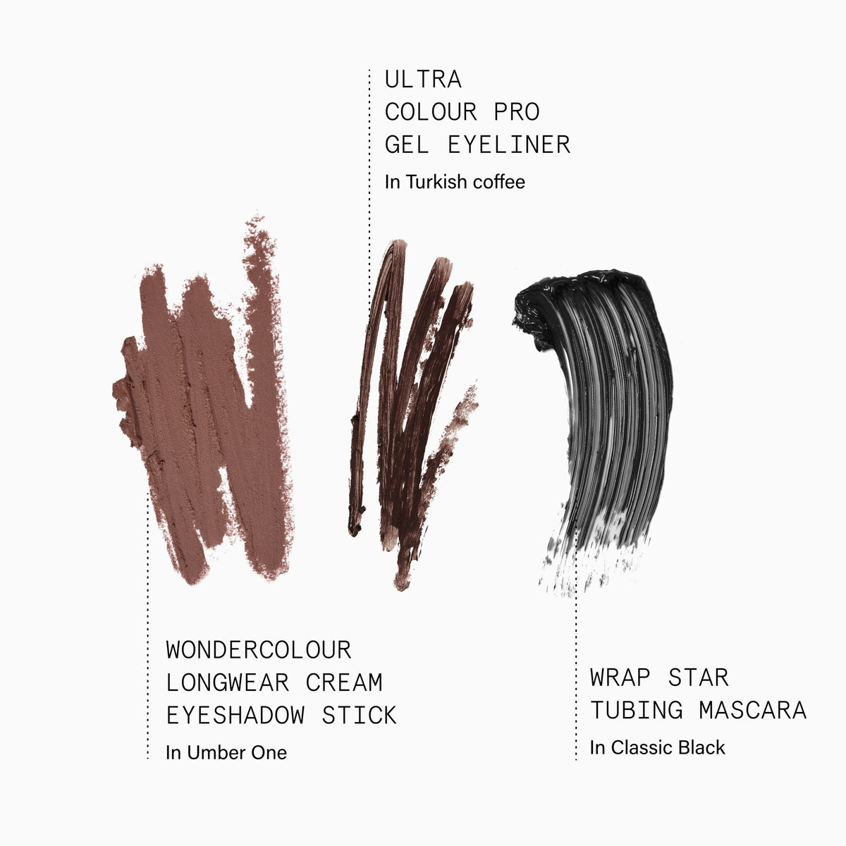 Eye Trio Kit Wondercolour Eyeshadow Stick, Wrap Star Tubing Mascara, and Ultra Colour Pro Gel Eyeliner