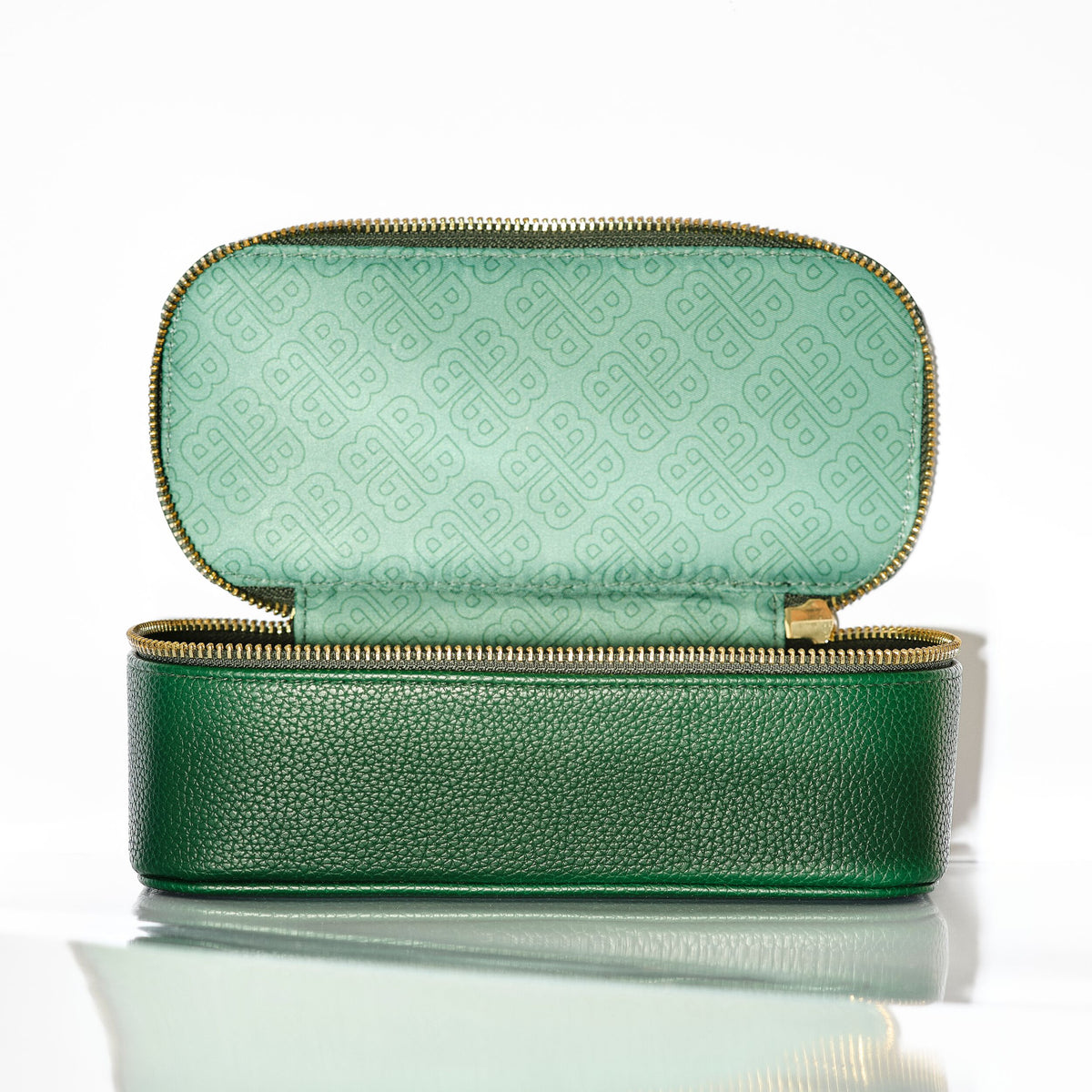 Beauty Pie X Pati Dubroff Dark Green Vegan Leather Makeup Case